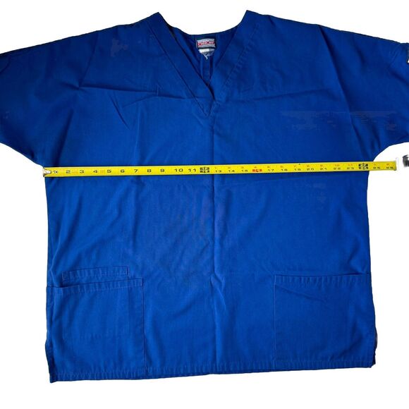 Cherokee Workwear Scrub Top Size Medium V Neck Short Sleeve Blue - Picture 11 of 14